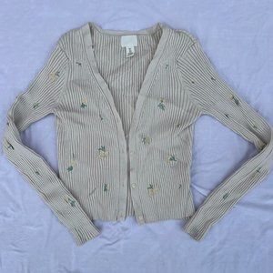 knit flower print cardigan